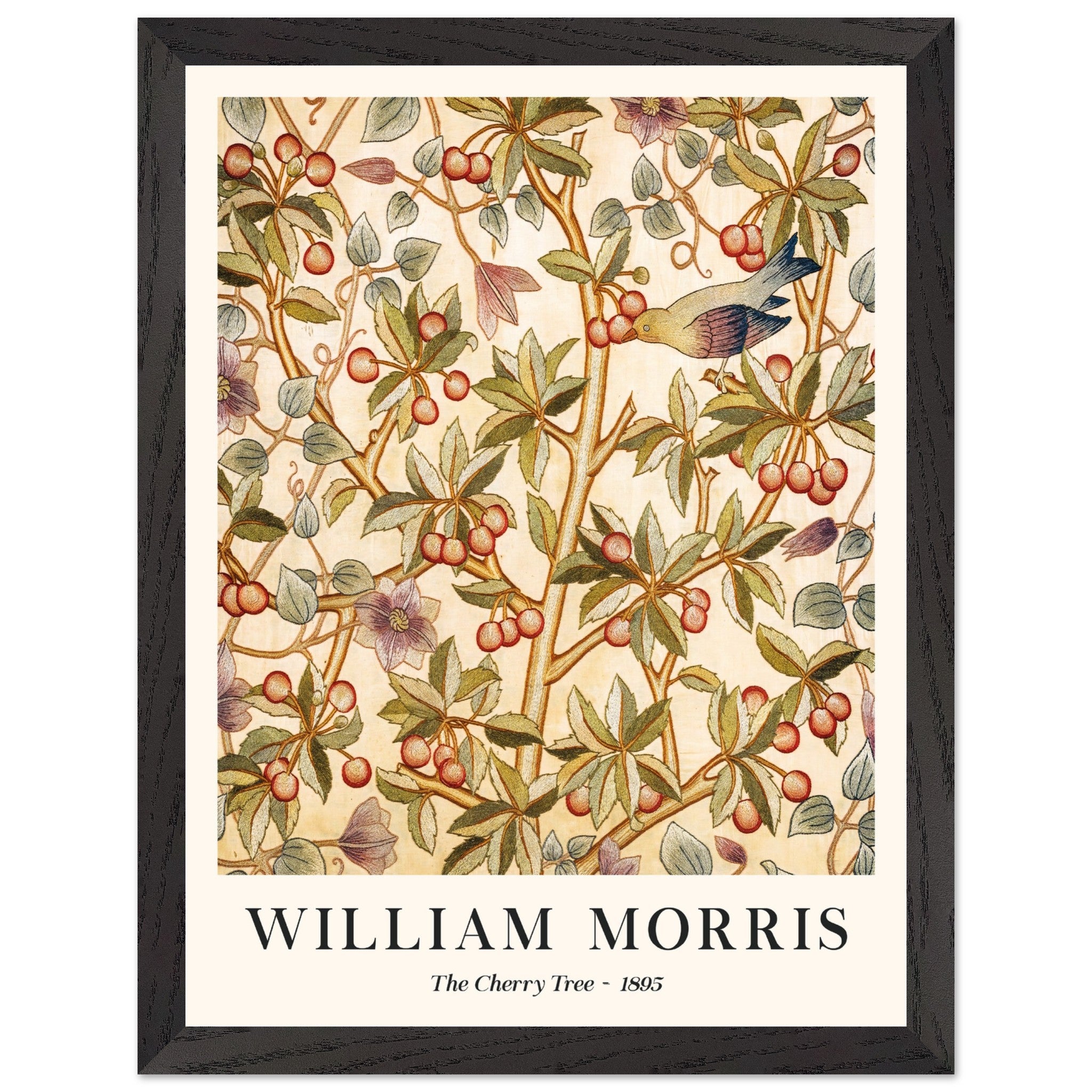 Artfulprints Poster met Lijst William Morris - The cherry tree 1895  - 30x40 cm - Groen