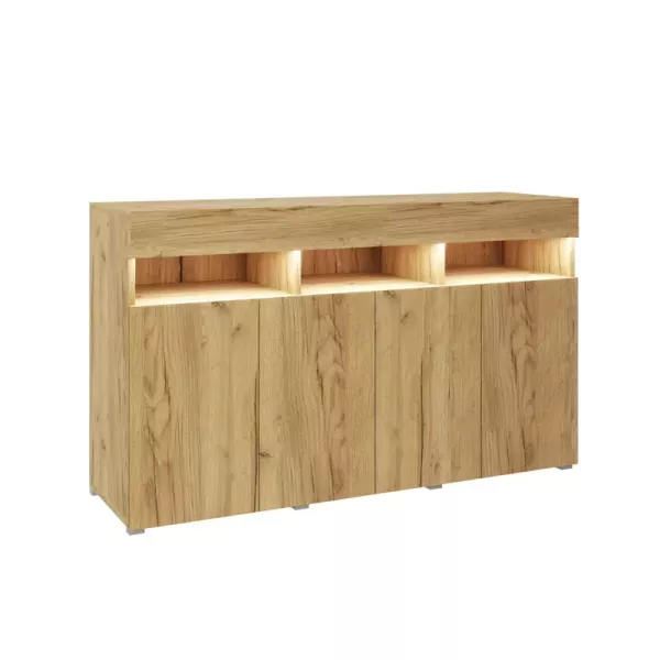 Meblościanka z komodą PREMIUM dąb craft złoty/biały