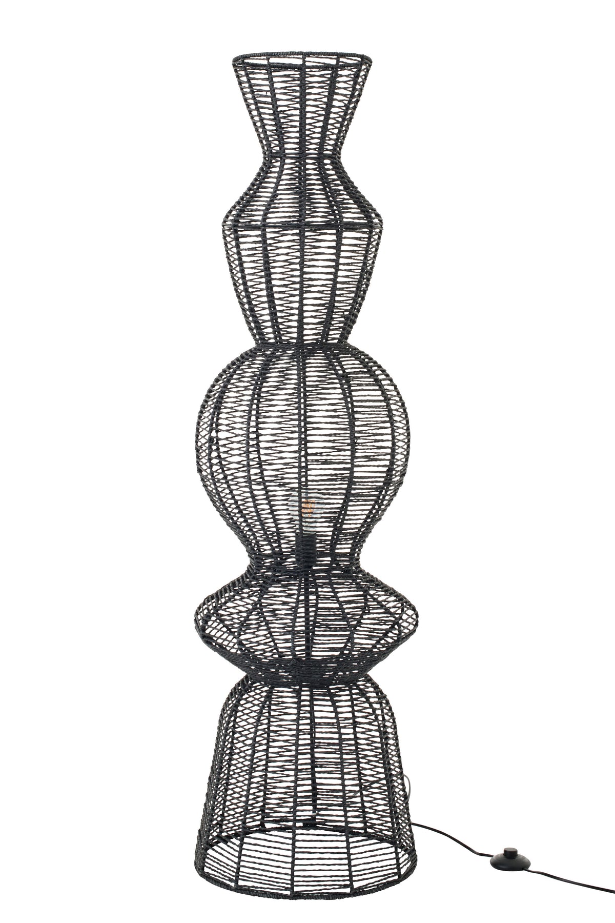 J-Line vloerlamp Touw - metaal - zwart