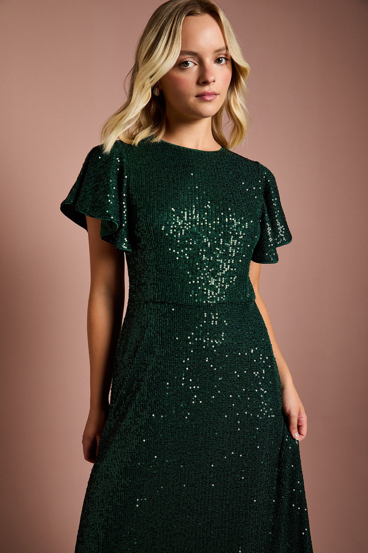 Coast Teen Coast Sequin Angel Sleeve Bridesmaid Dress