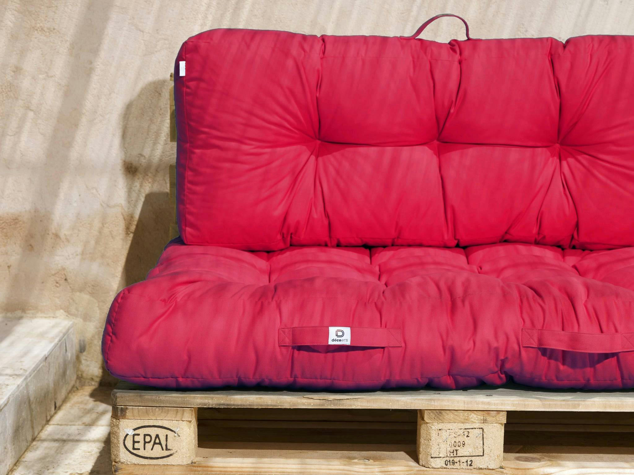 - Coussins matelas pour palette 120X80X20 en polyester  rouge piment