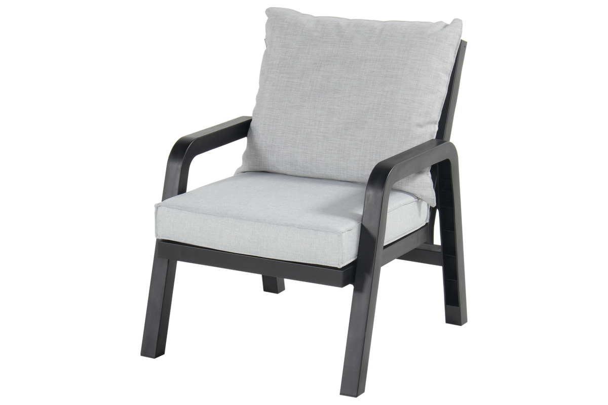 Hartman Loungestoel Ibiza - Antraciet/Grijs Textiel - Zithoogte 48cm