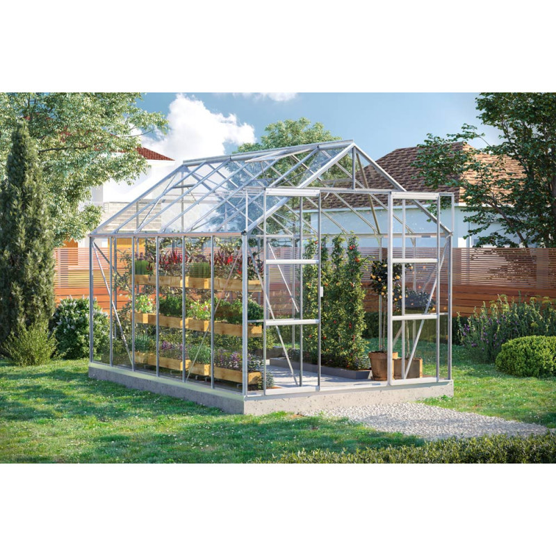 Serre en verre Uranus aluminium anodisé 9,9 m² VITAVIA