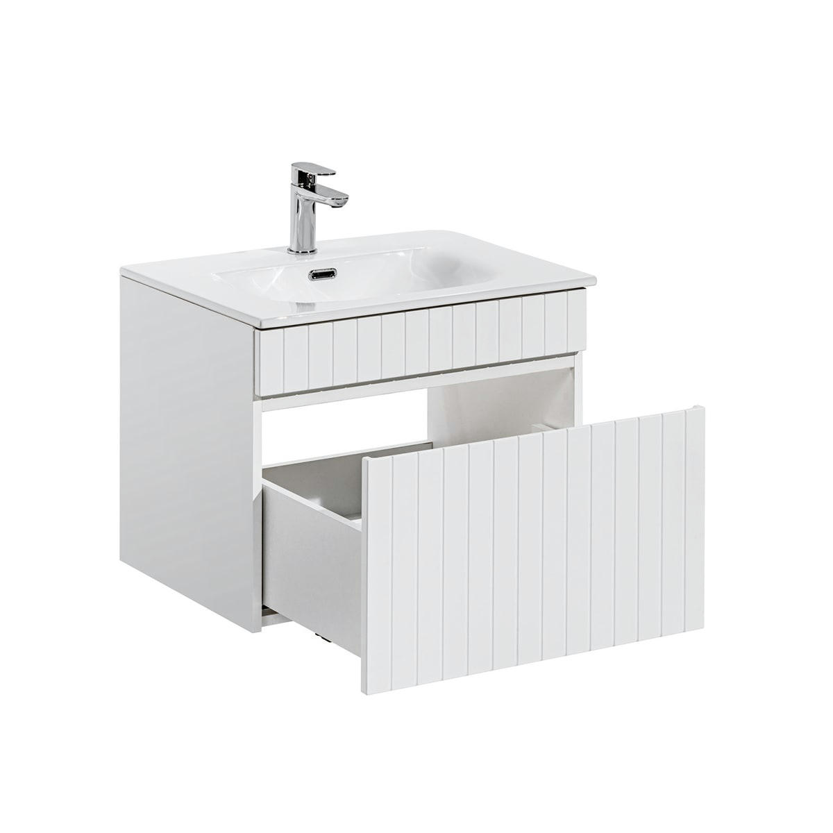 - Meuble simple vasque encastrée 60cm blanc