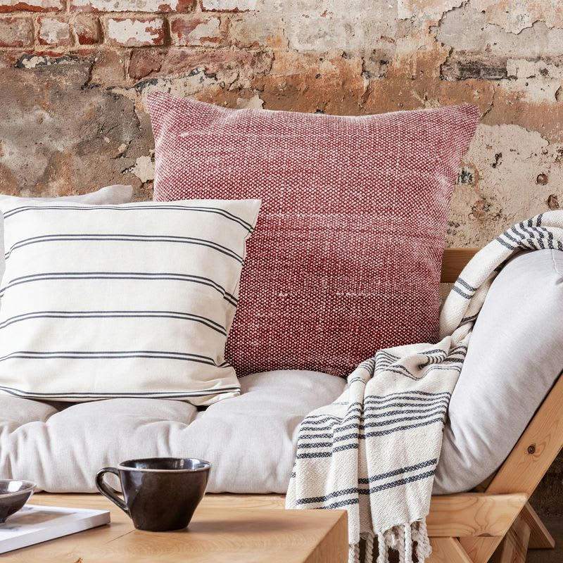 VINTAGE - Coussin effet délavé burgundy 70x70