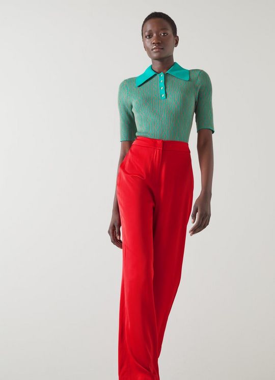 Seydoux Red Silky Suit Trousers