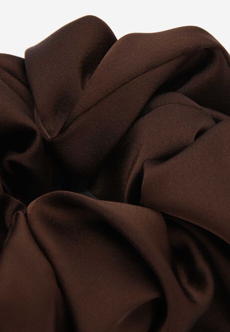 Womens Chocolate Brown Extra Large Satin Scrunchie