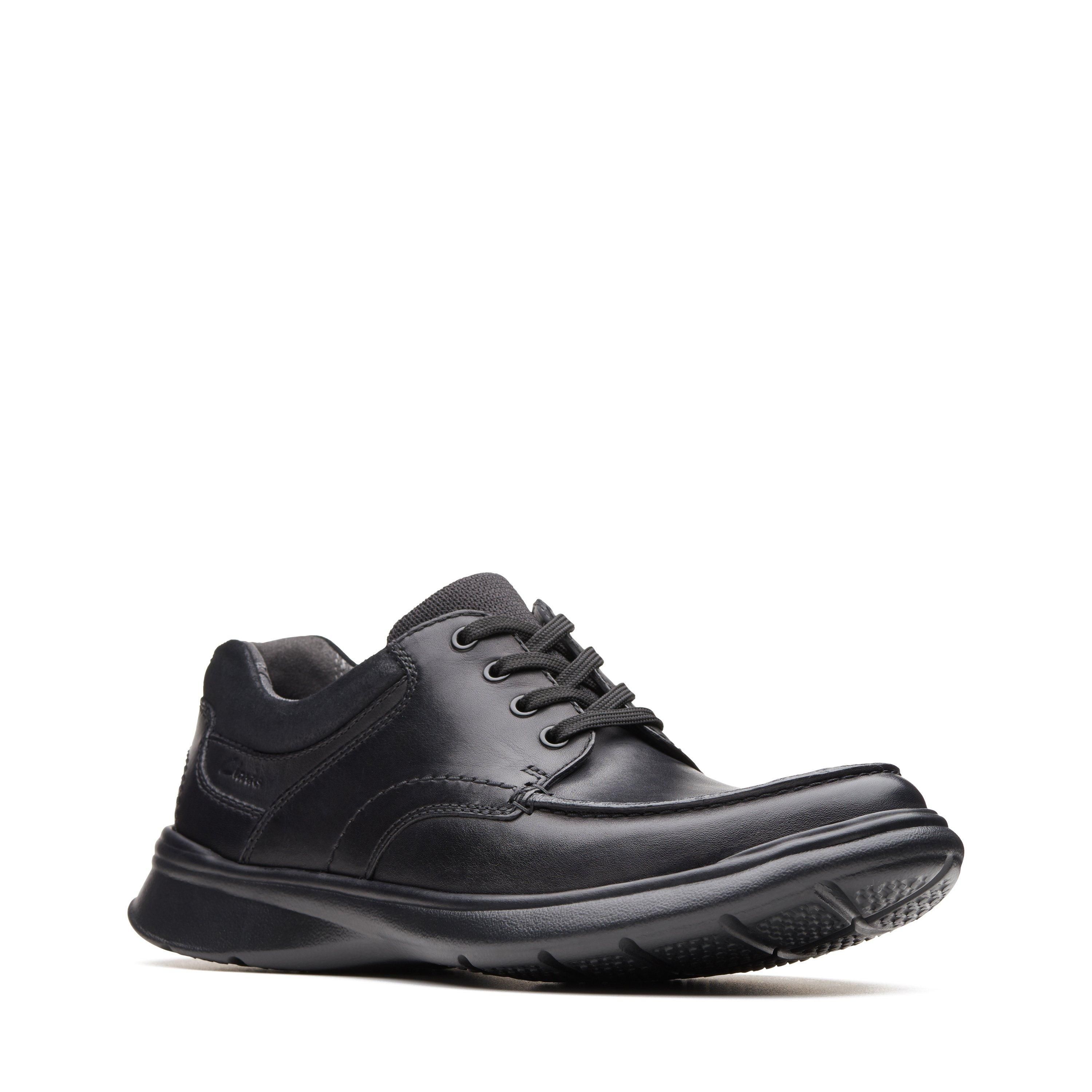 Clarks Cotrell Edge Black Smooth Leather Derby Shoes,Lace Up