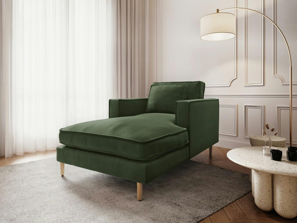 ALEXIS - Méridienne 1 place en tissu structuré vert