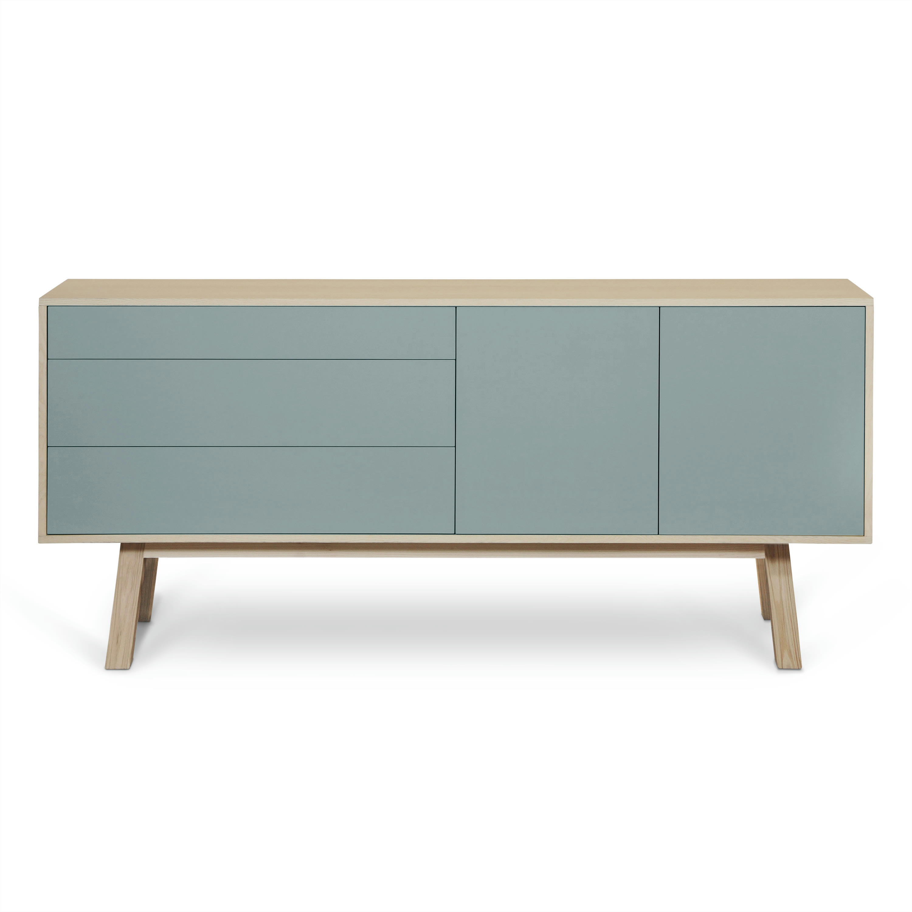 KUBE - Buffet en frêne 2 portes+3 tiroirs 180 cm, hauteur 94 cm