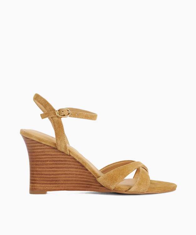 Kalans Tan - Tan Suede Wedge Sandals