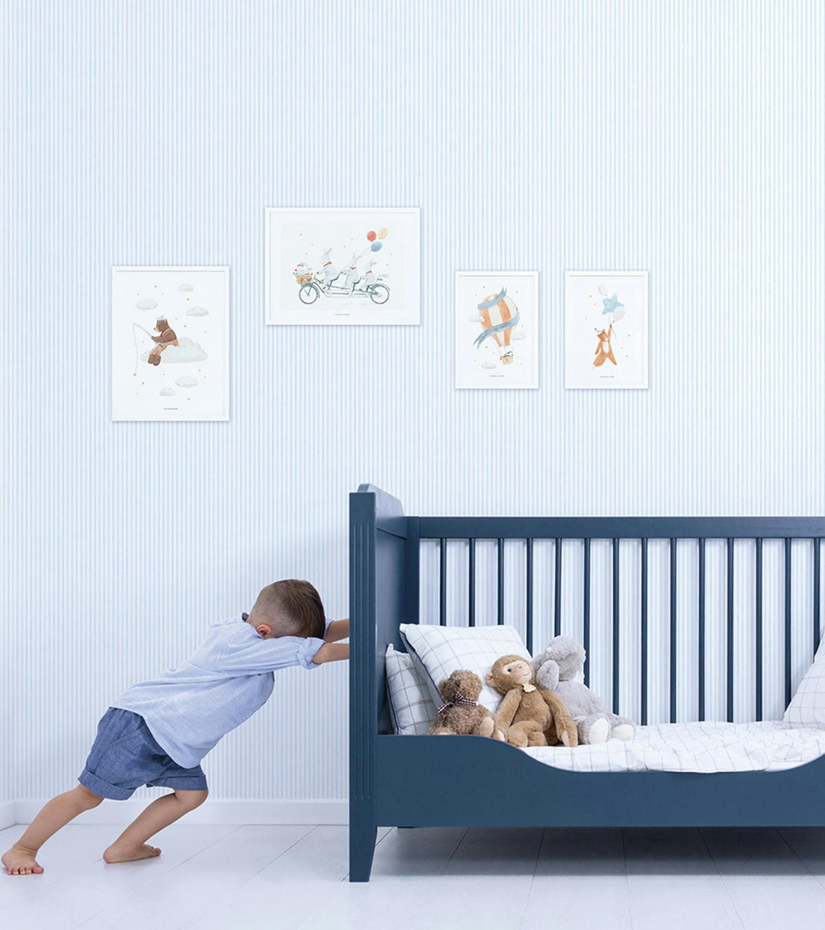 GENTLE FRIENDS - Lot 4 affiches animaux montgolfières en papier multicolore