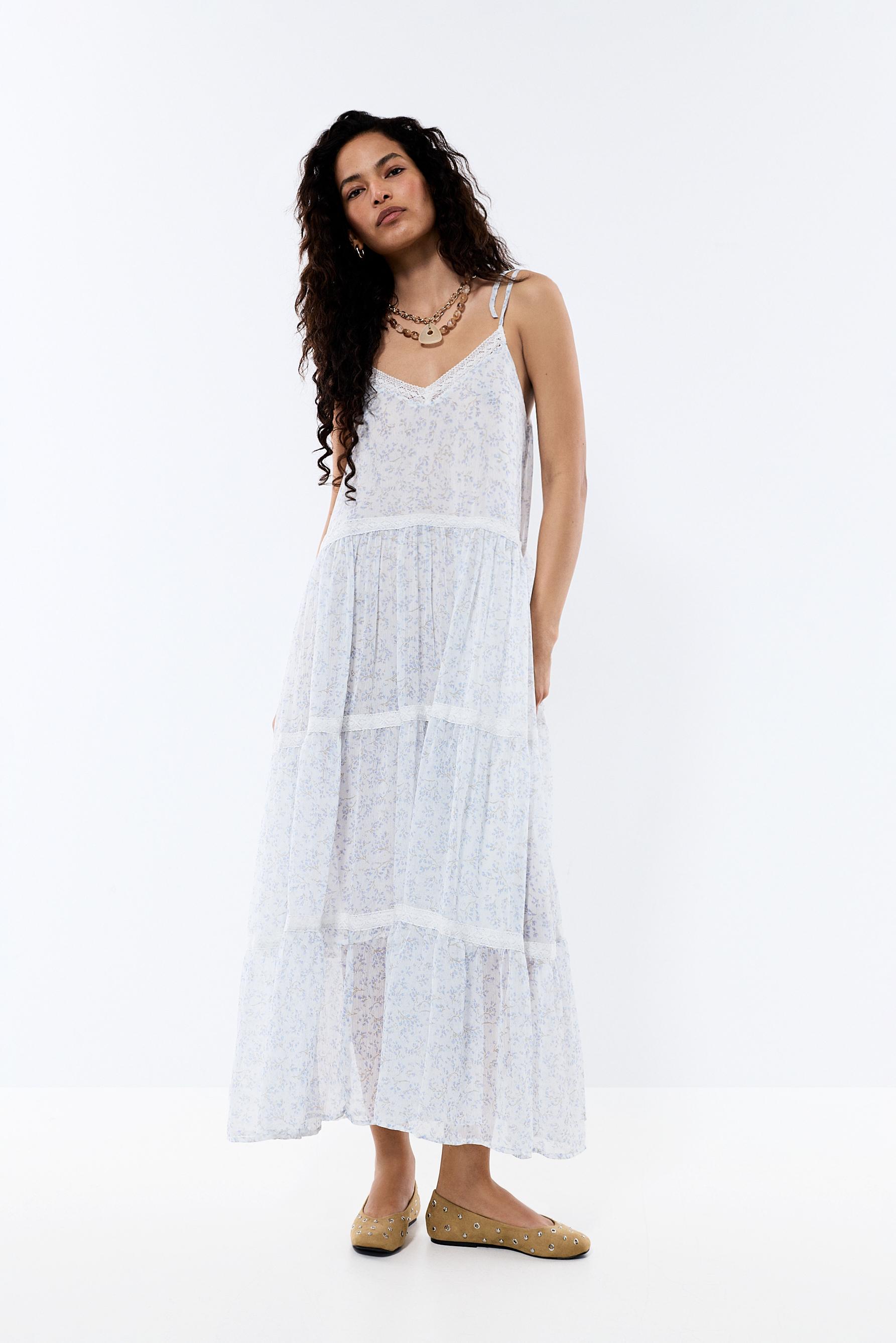 Vestido midi flores entredós