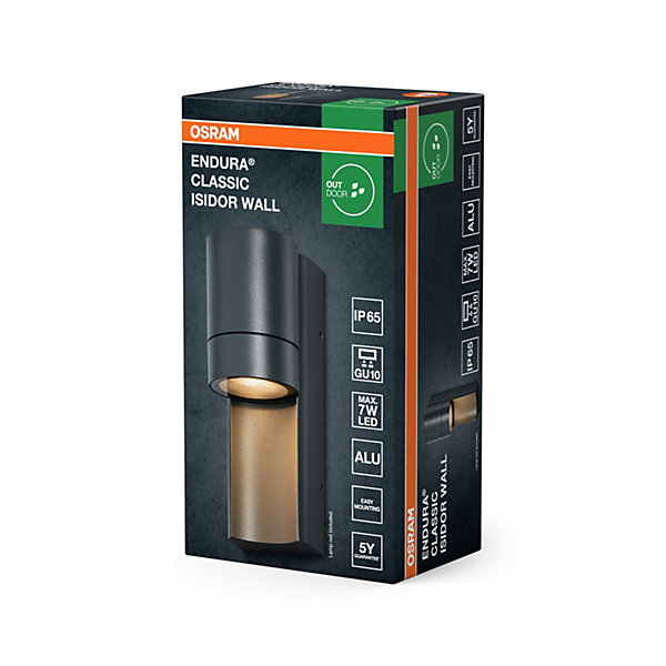 OSRAM APPLIQUE EXTERIEURE ISIDOR W, gris foncé