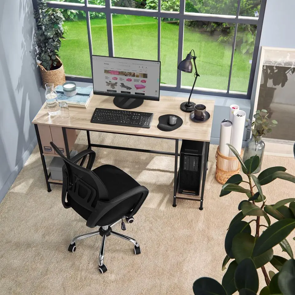 tectake Bureau Stoke 137x55x75cm, Industrieel Licht Hout, Eiken Sonoma