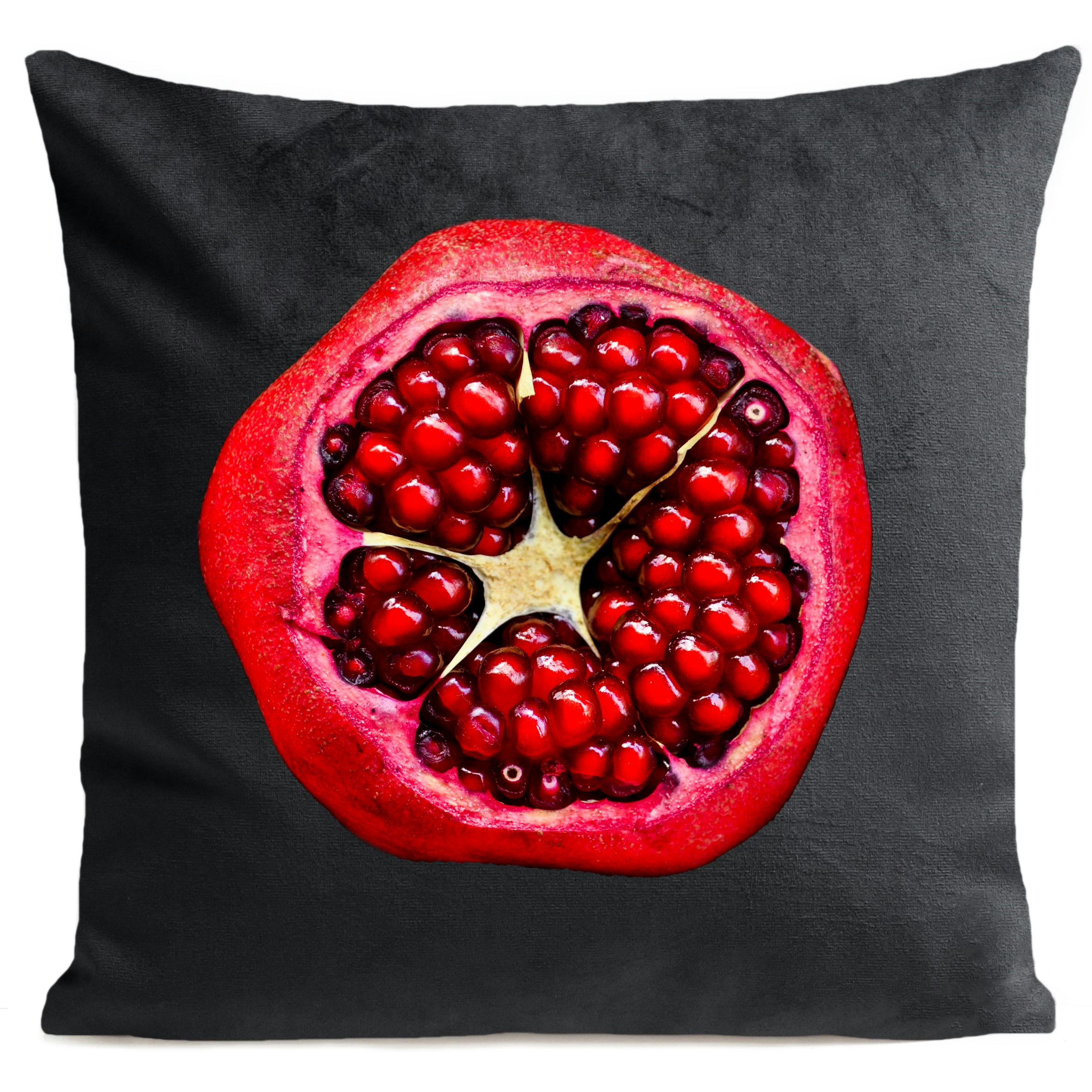- Coussin fruit végétal grenade suédine gris 40x40cm