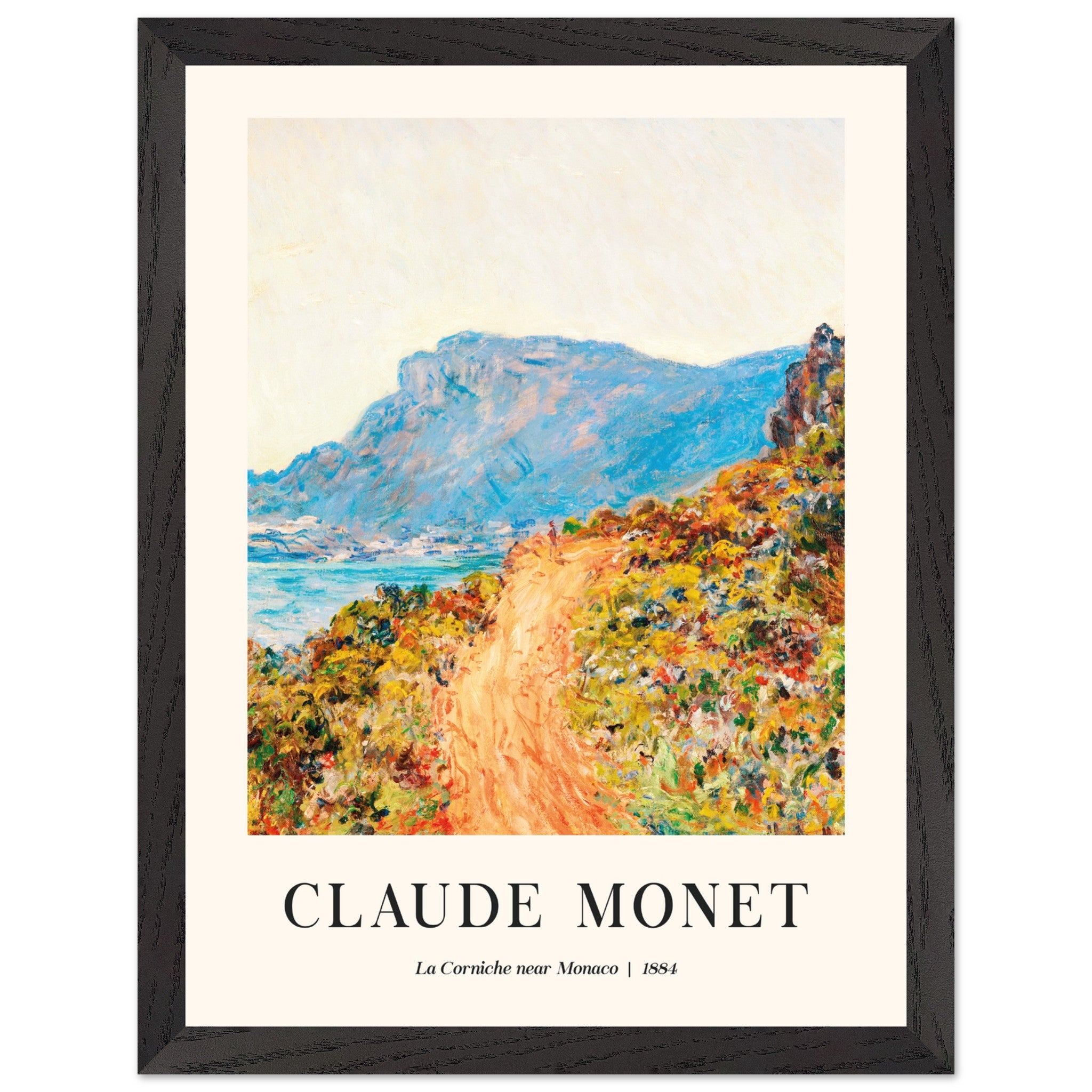 Artfulprints Poster met Lijst Claude Monet - La Corniche near Monaco  - 30x40 cm - Meerkleurig