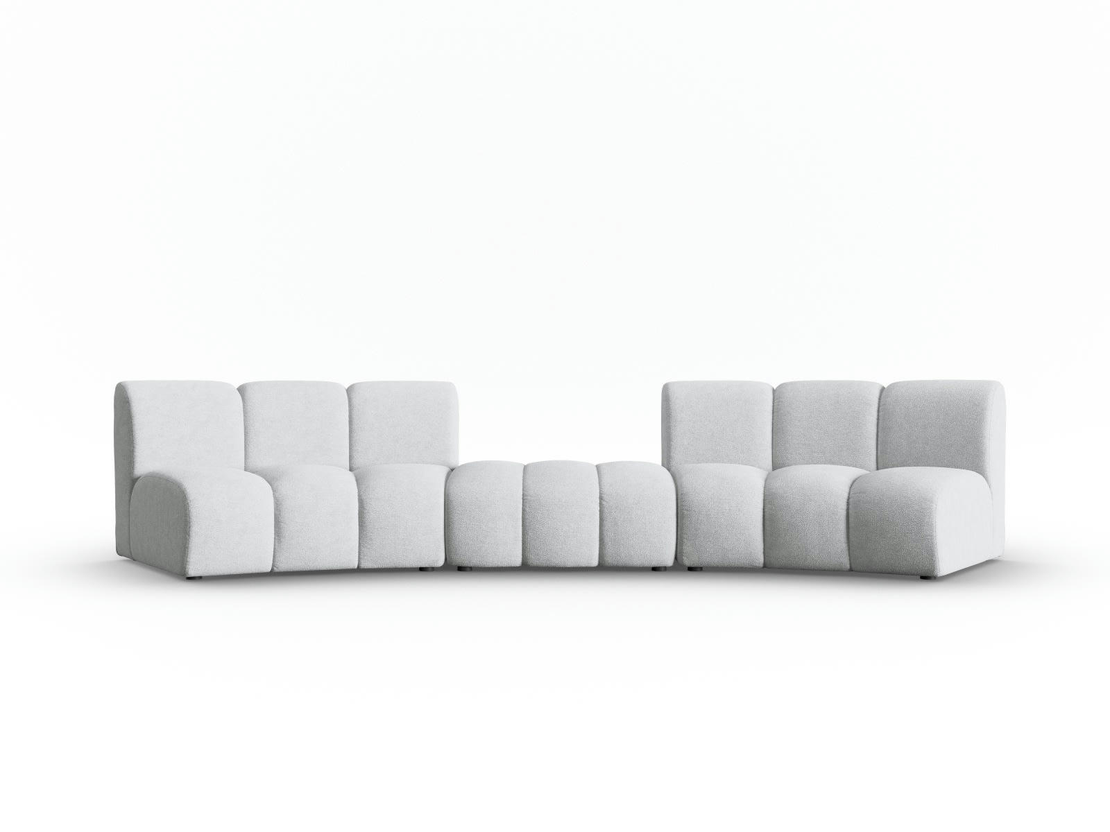 LUPINE - Canapé arrondi 5 places en tissu chenille gris clair