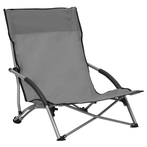 NNEVL Folding Beach Chairs 2 pcs Grey Fabric