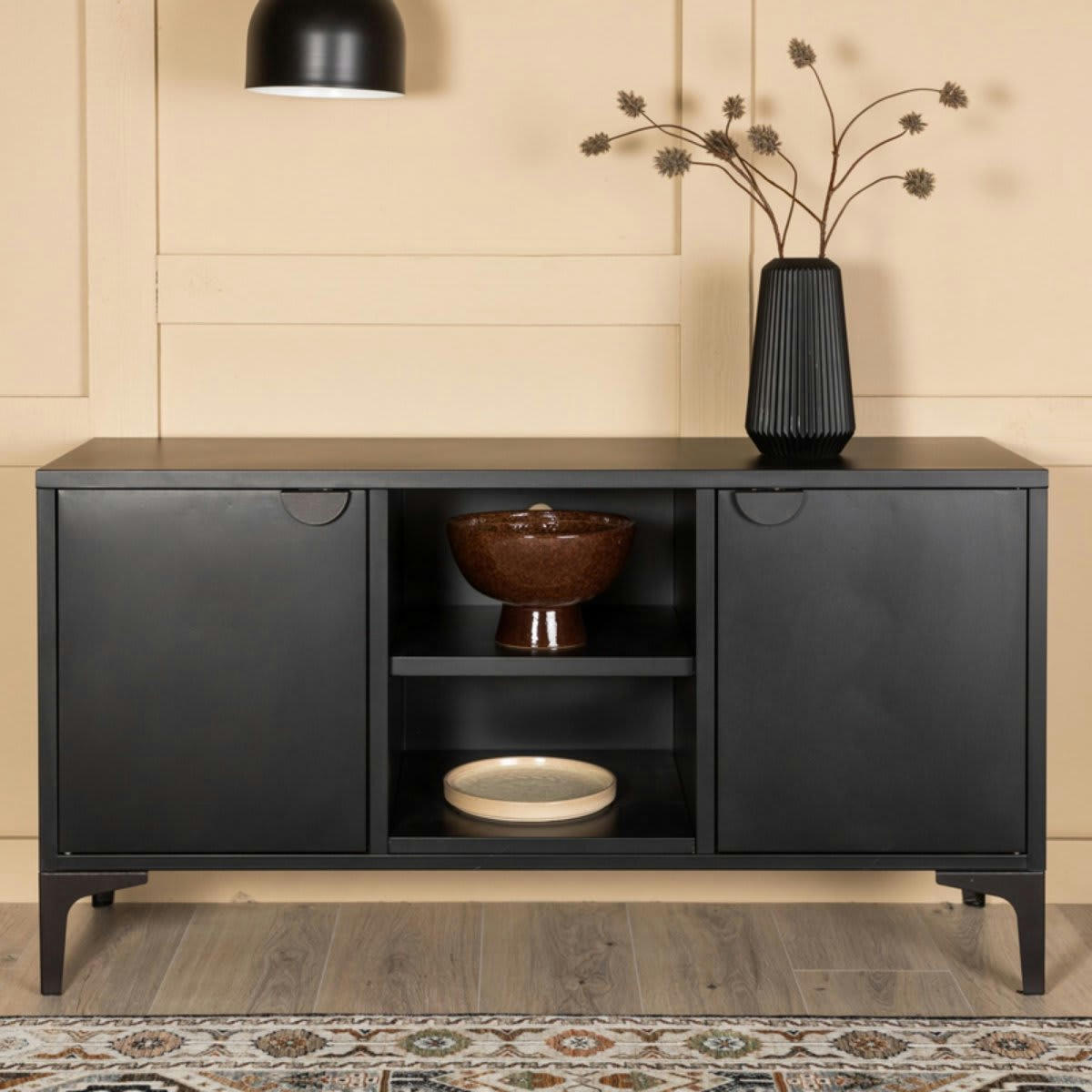 DIDI - Meuble TV tendance en métal 120cm noir