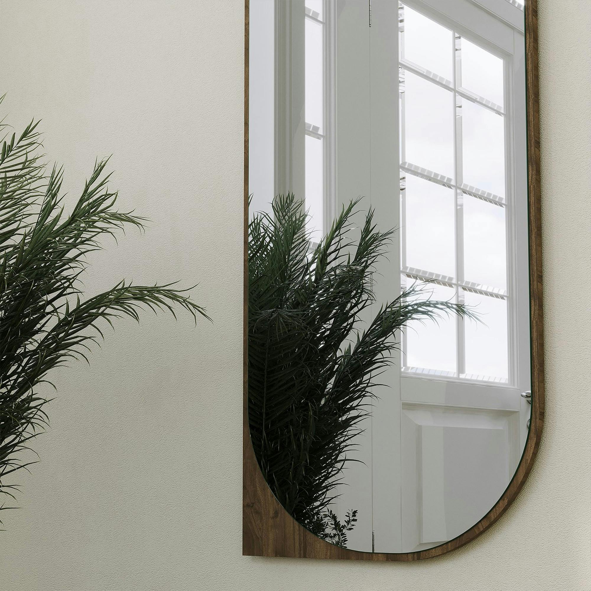 Miroir mural plein pied effet noyer - forme capsule 152 cm CODY