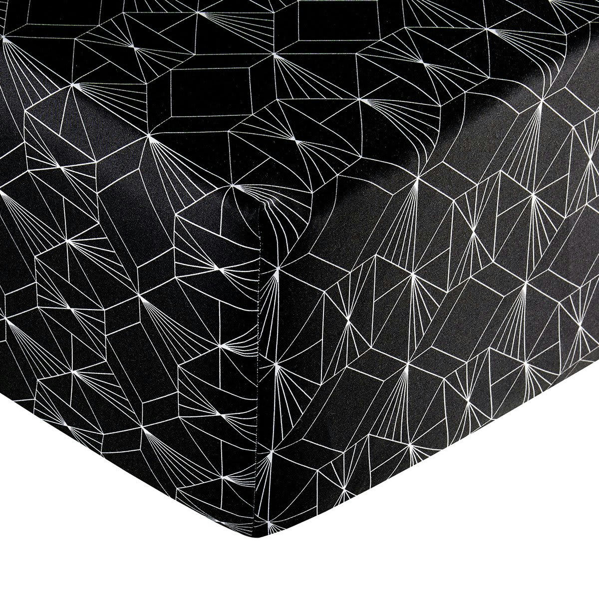 PISCINE - Drap housse satin noir 160x200 cm