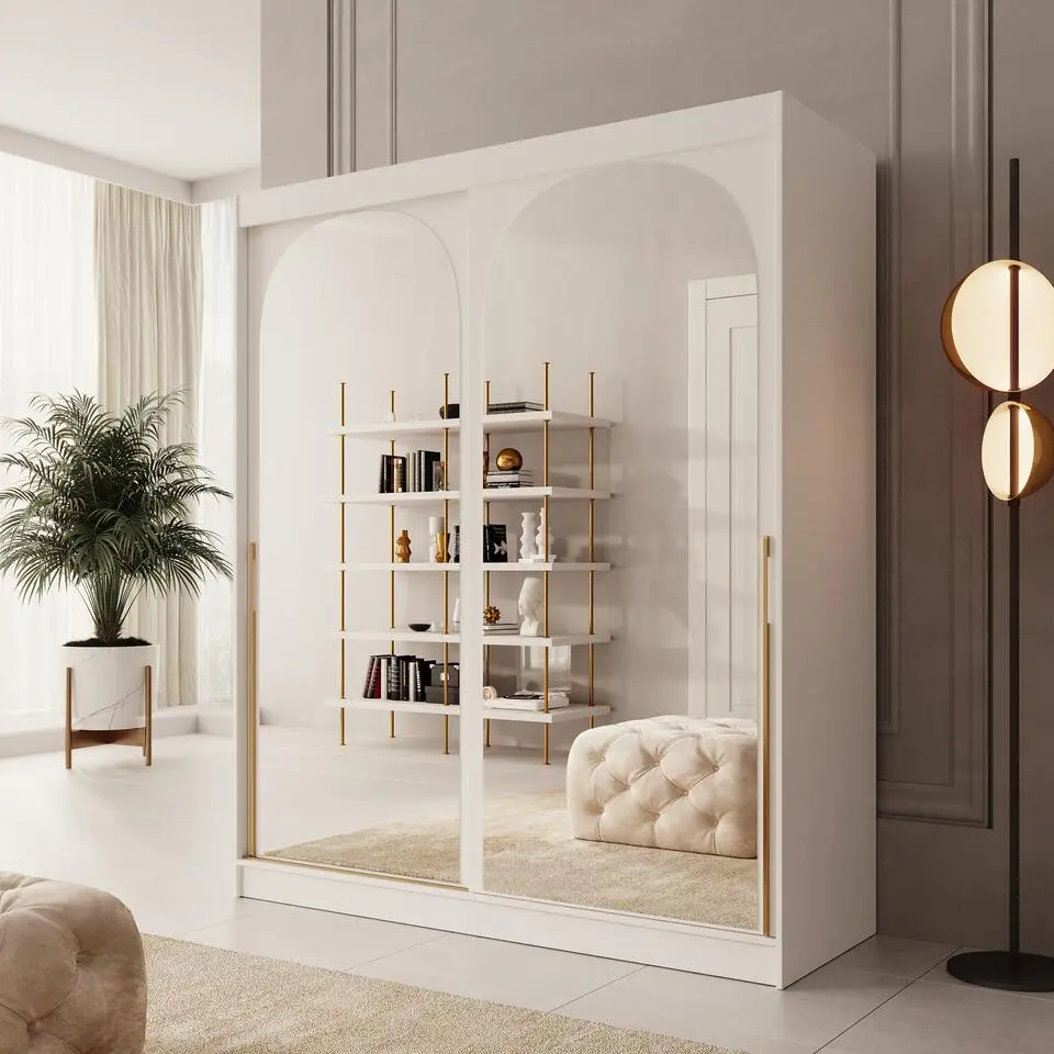 Meubella - Moniq - Kledingkast 2 schuifdeuren - Wit - 180x65x215 cm