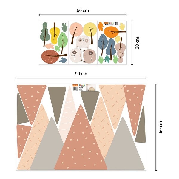 Cute Bears and Mountains Boho Kids Wall Stickers Nursery Decals Art - Brown