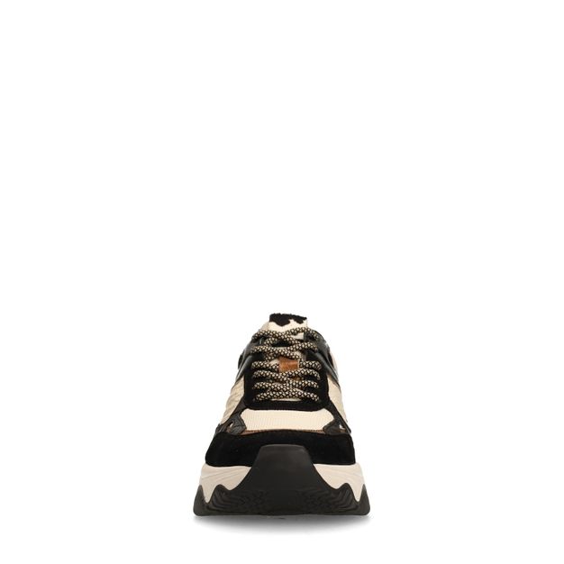 Zwarte leren cow print sneakers