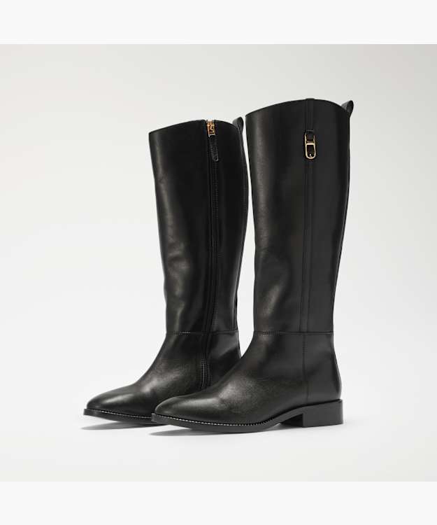 Tanvie Black - Leather Knee-High Boots