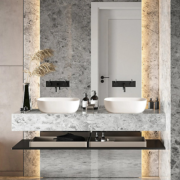 BALNEO - Vasque à poser VIONA 47x33 cm blanche en céramique - Lavabo à poser
