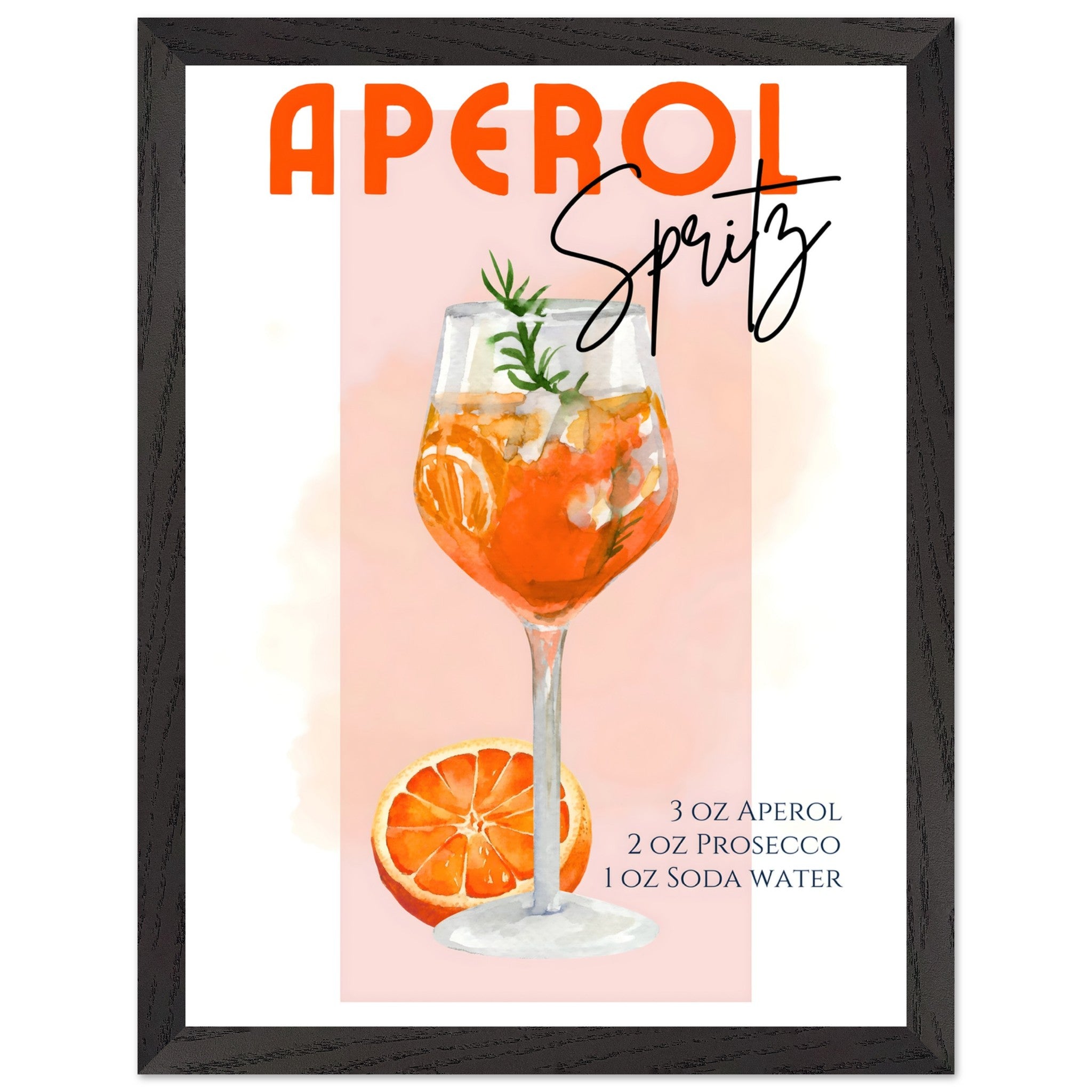 Artfulprints Poster met Lijst Aperol Spritz - Pink  - 30x40 cm - Roze
