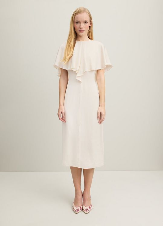 Sadie Cream Cape-Detail Dress