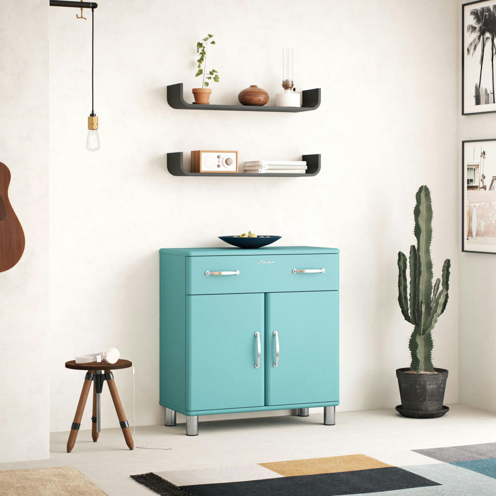 MALIBU - Petit buffet vintage L86cm turquoise