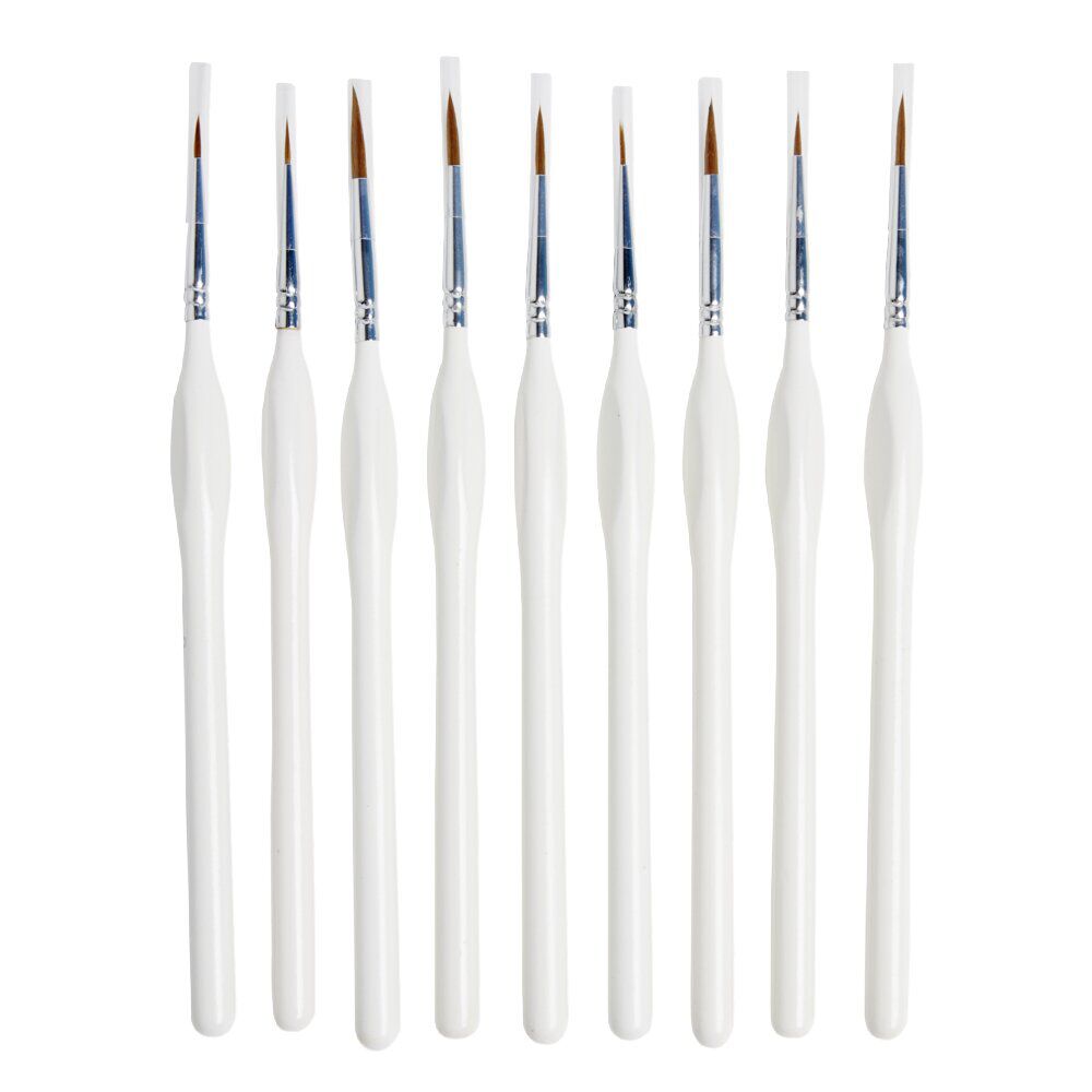 Pinceaux à bout rond bois et nylon H20cm - 9 pièces