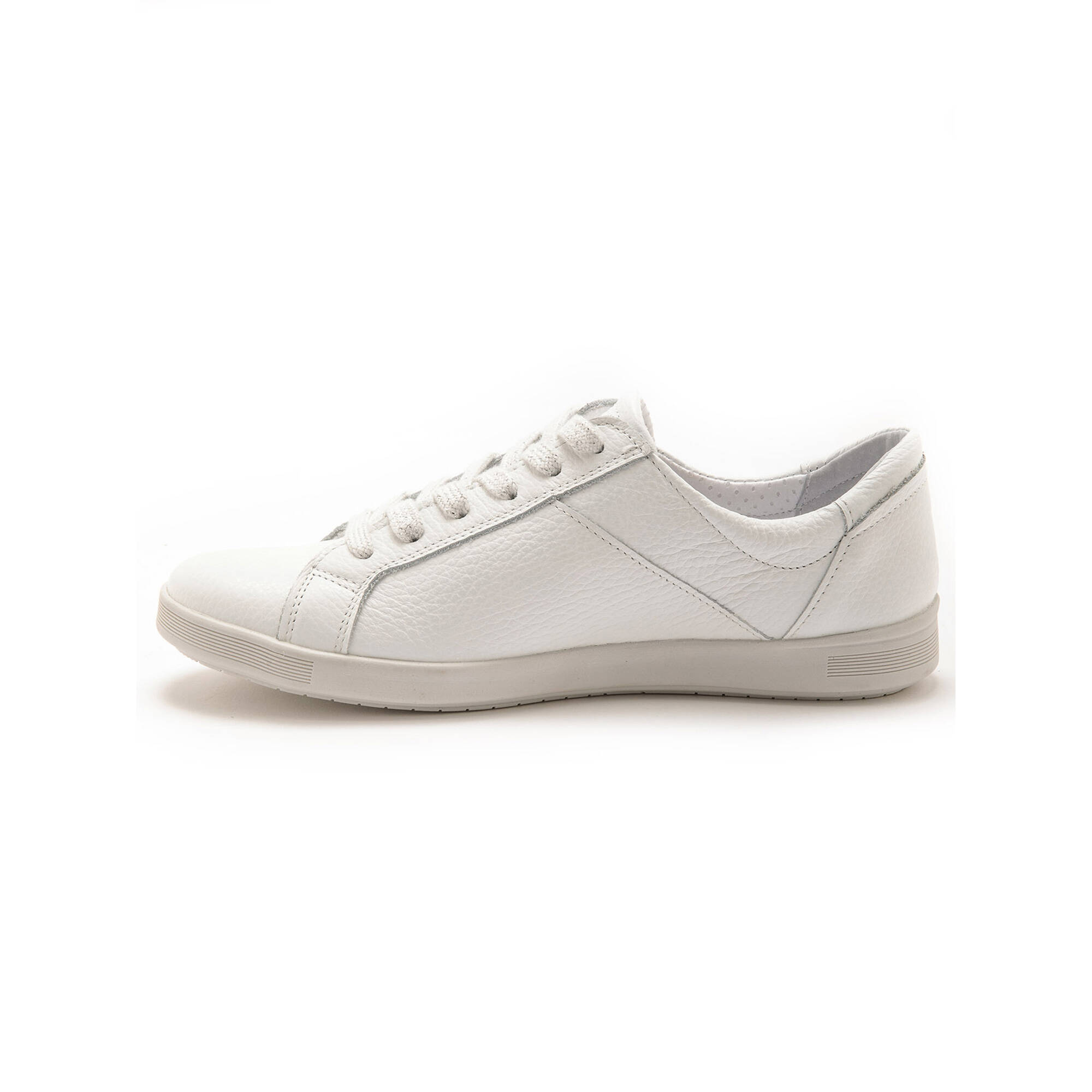 Baskets cuir lacées et zippées - blanc