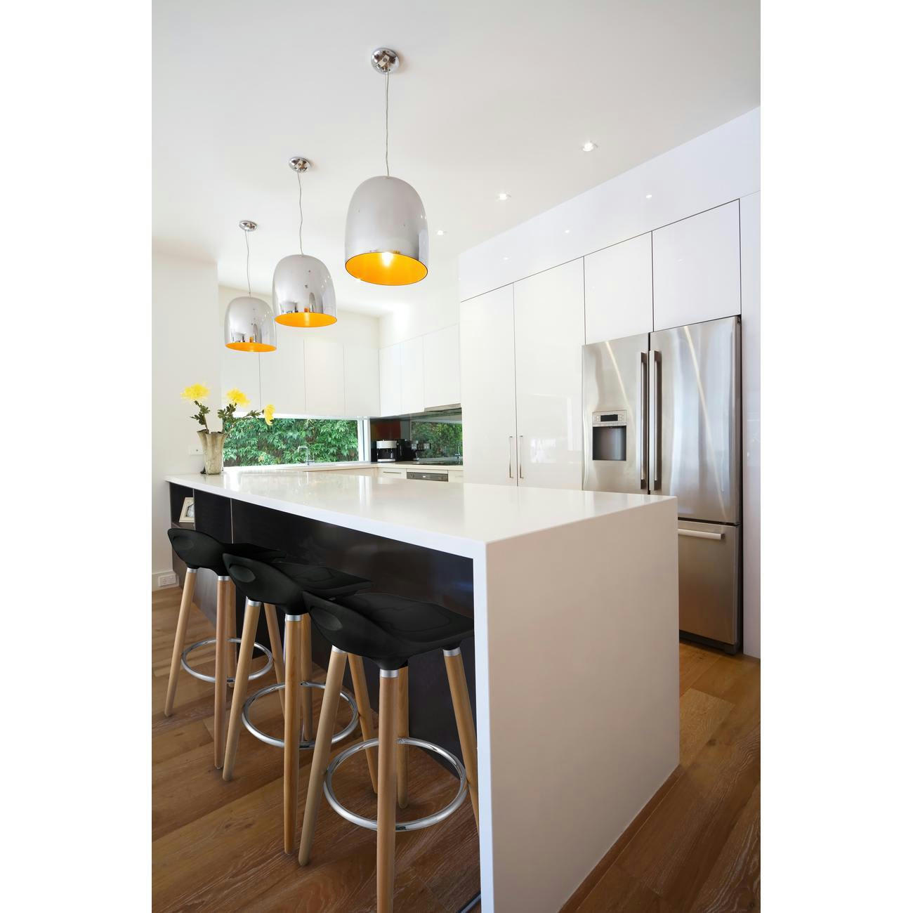 OLLO - Tabouret de bar assise plastique dur pieds métal - Lot de 2