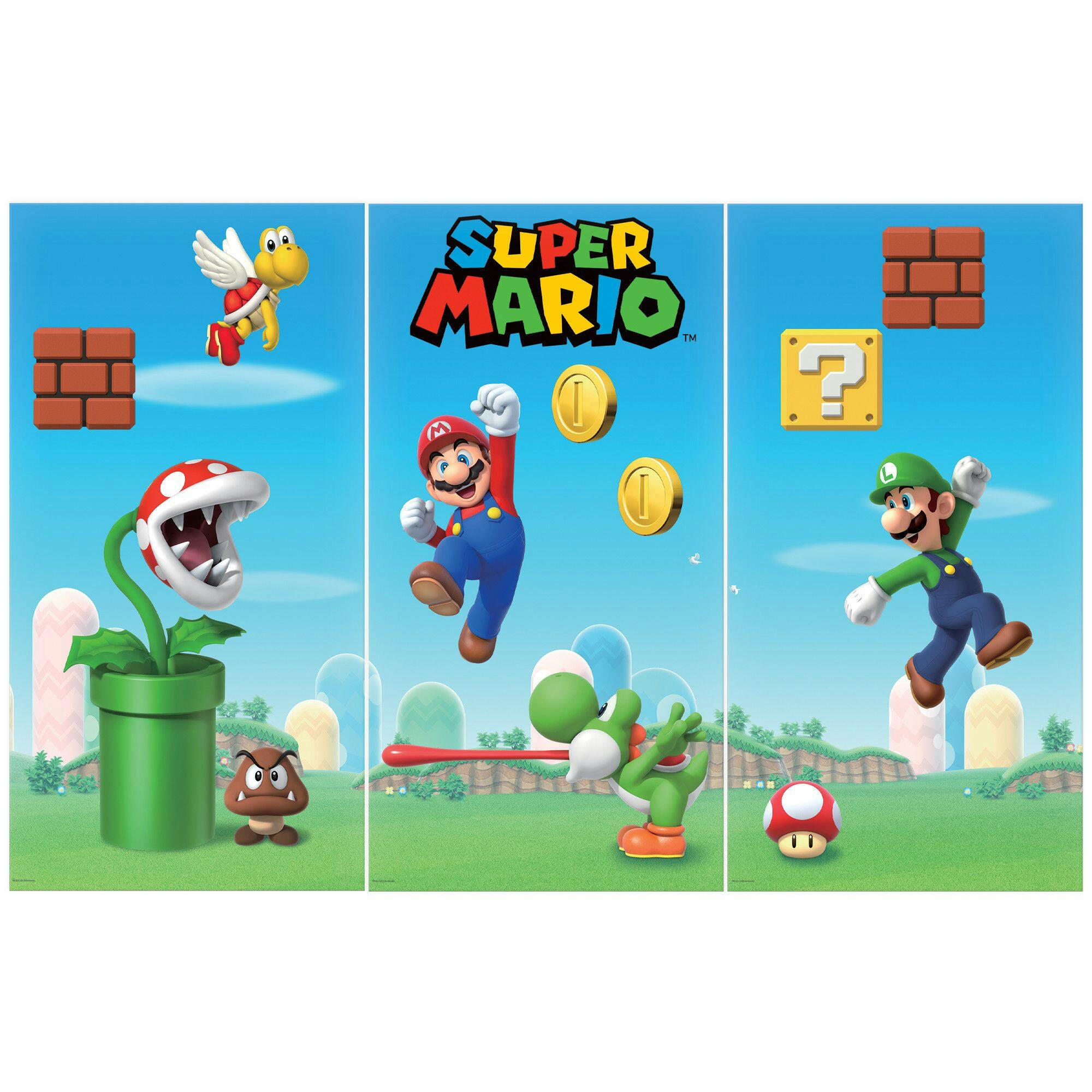 Nintendo Super Mario Bros Rectangle Plastic Reusable Table Cover, White/Multi-Coloured, 54x96-in, for Birthday Party