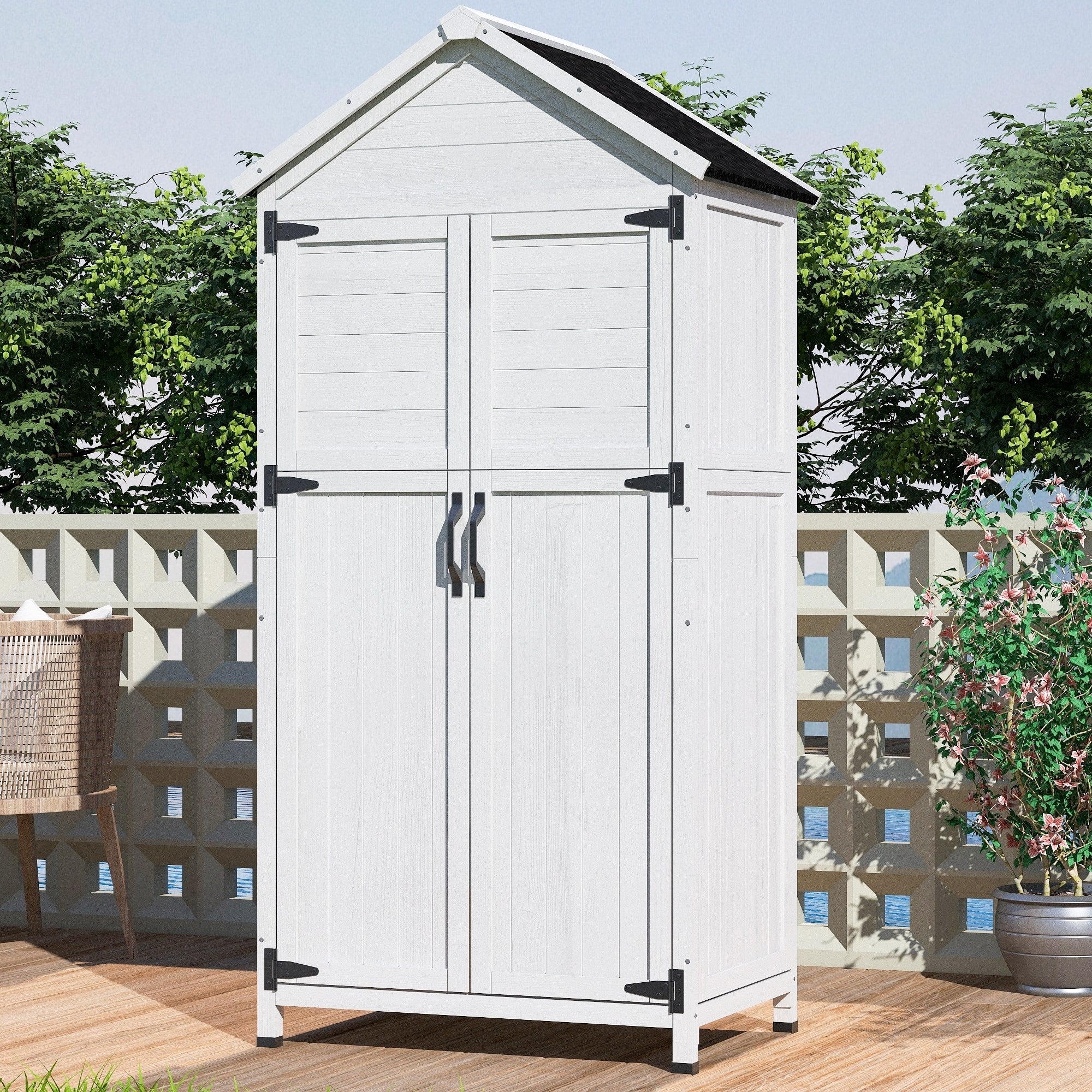 Christopher Knight Home-Amile Fir Wood Outdoor Storage Shed with Double Doors