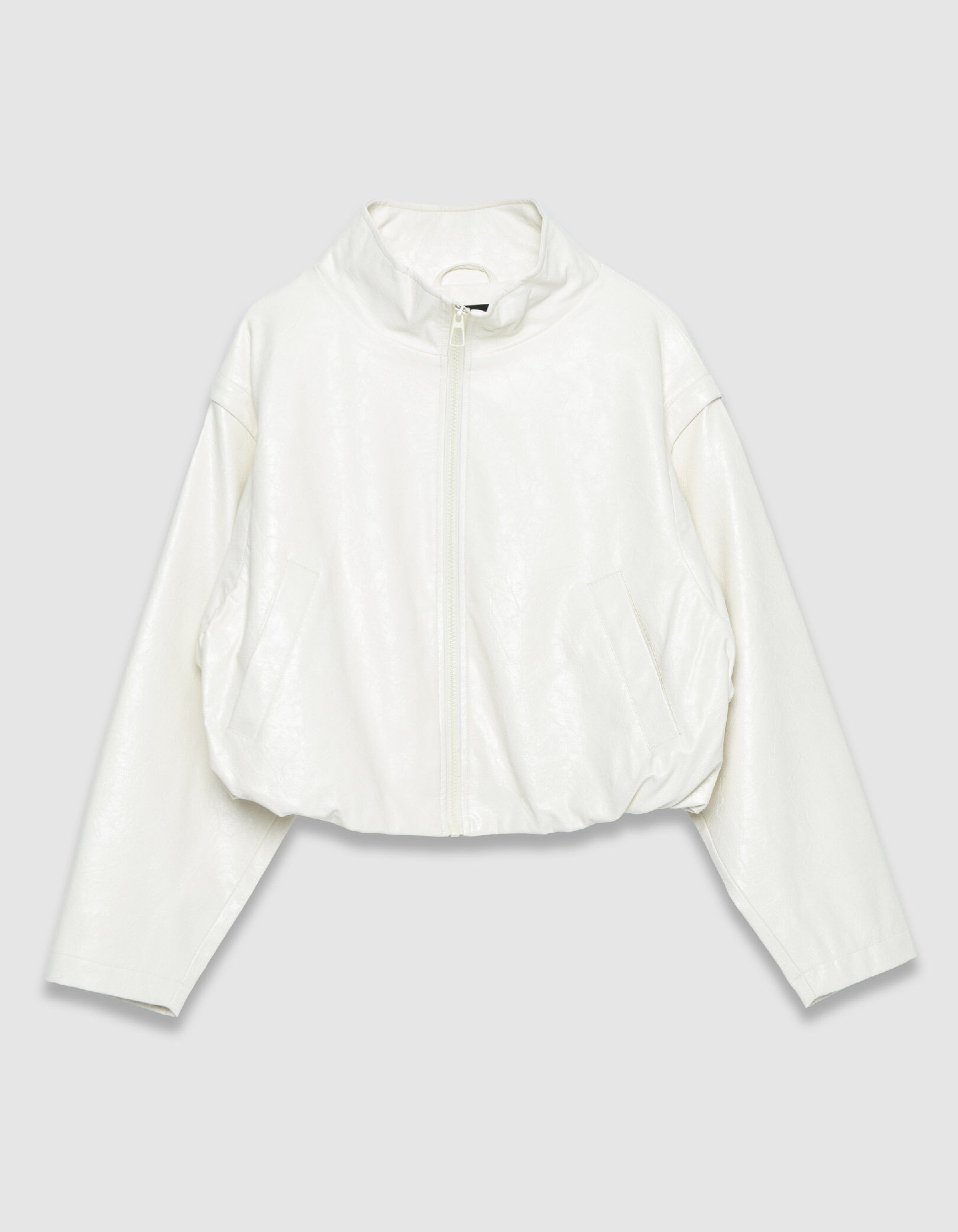 Blouson court blanc esprit rock manches amovibles Femme
