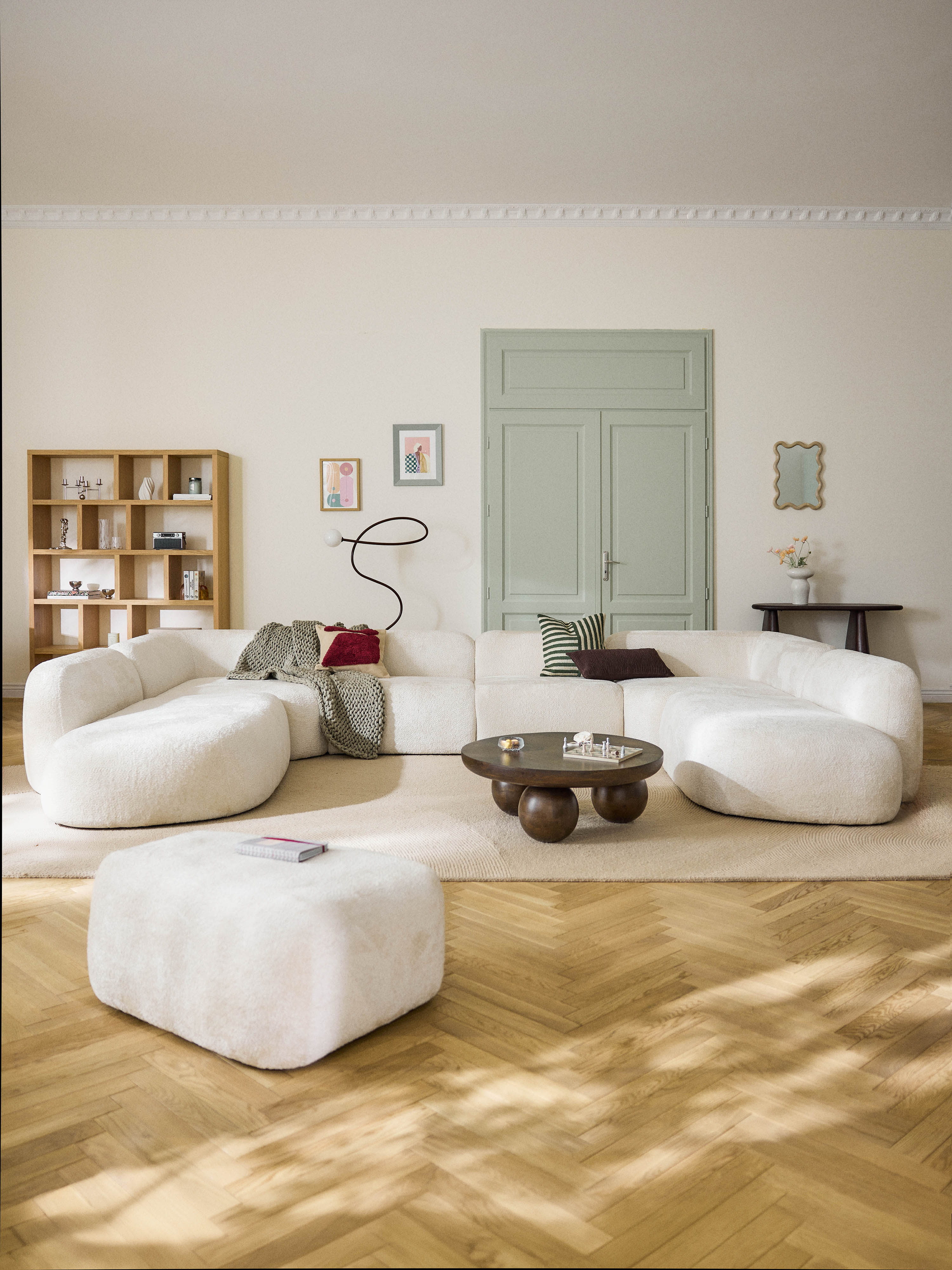 Modulares XL-Sofa Wolke aus Teddy-Bouclé