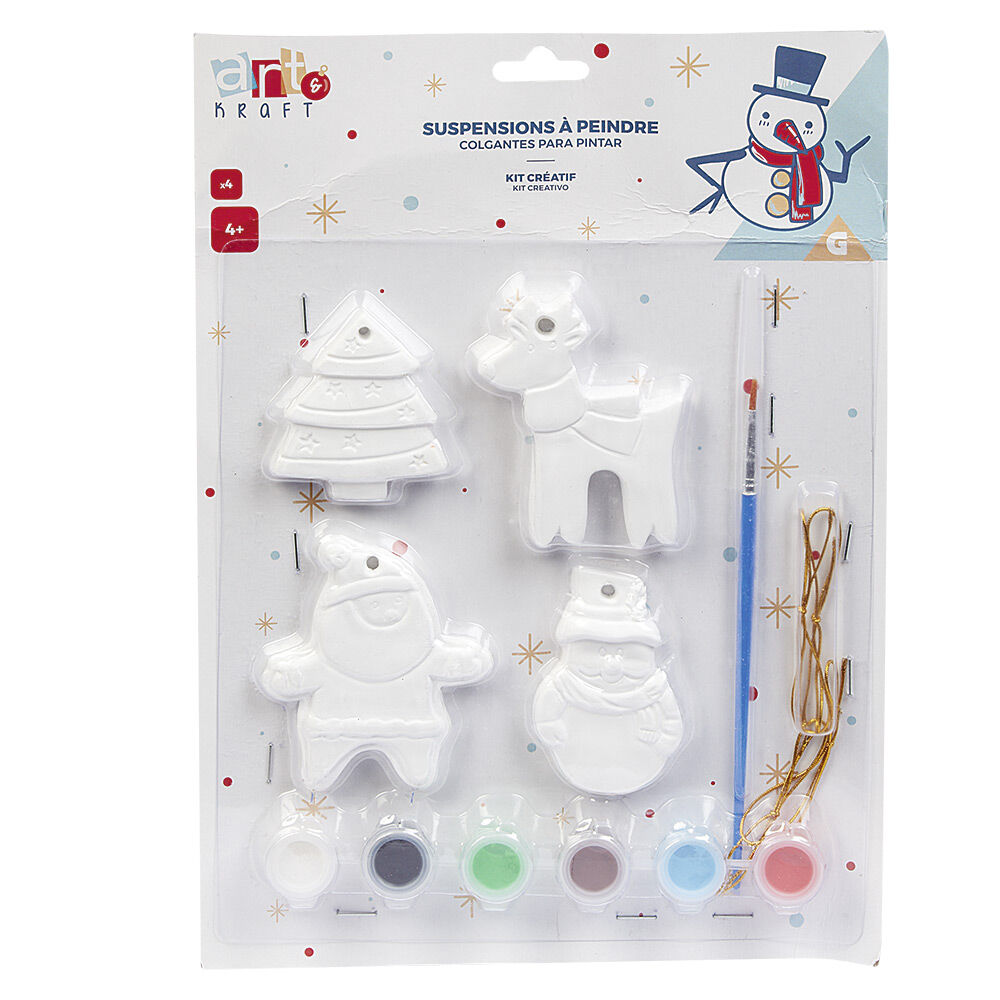 Suspension de No&euml;l en plâtre à peindre x4