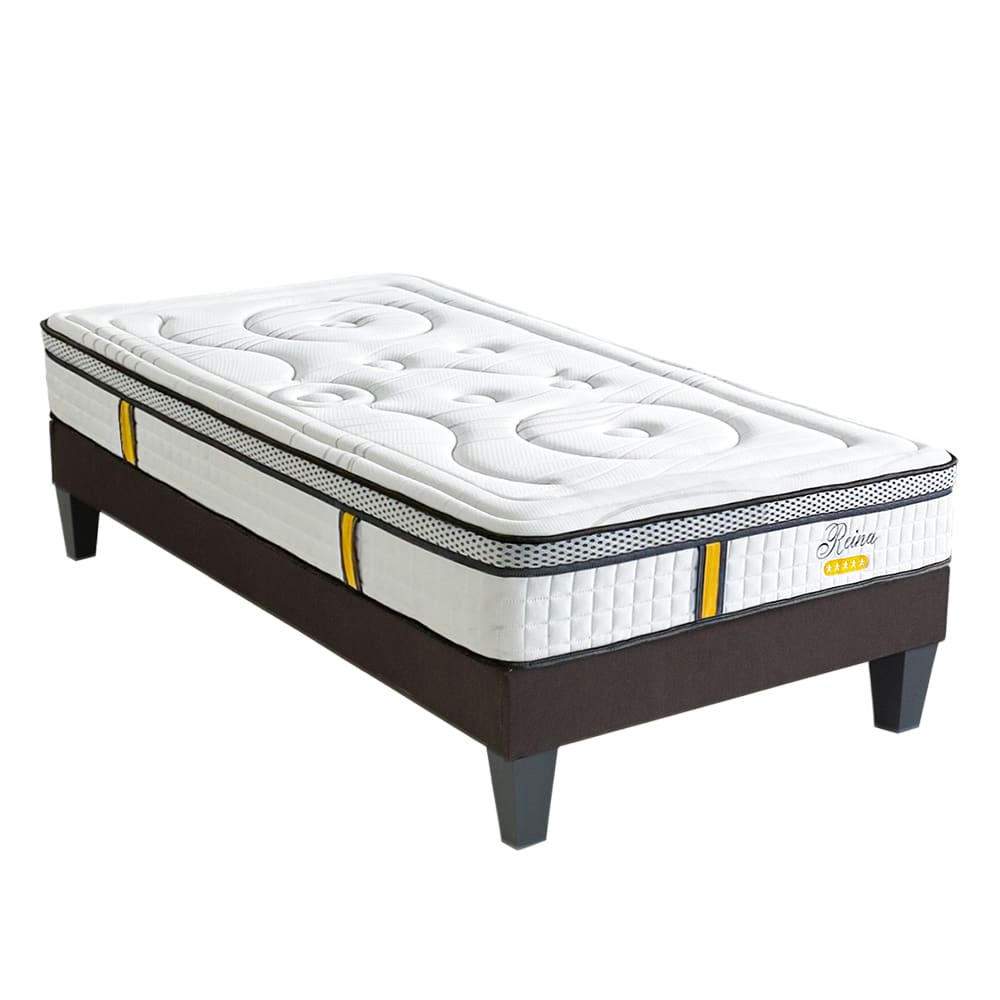 REINA 2.0 - Ensemble  90x190  Matelas Ressorts + Sommier Bois