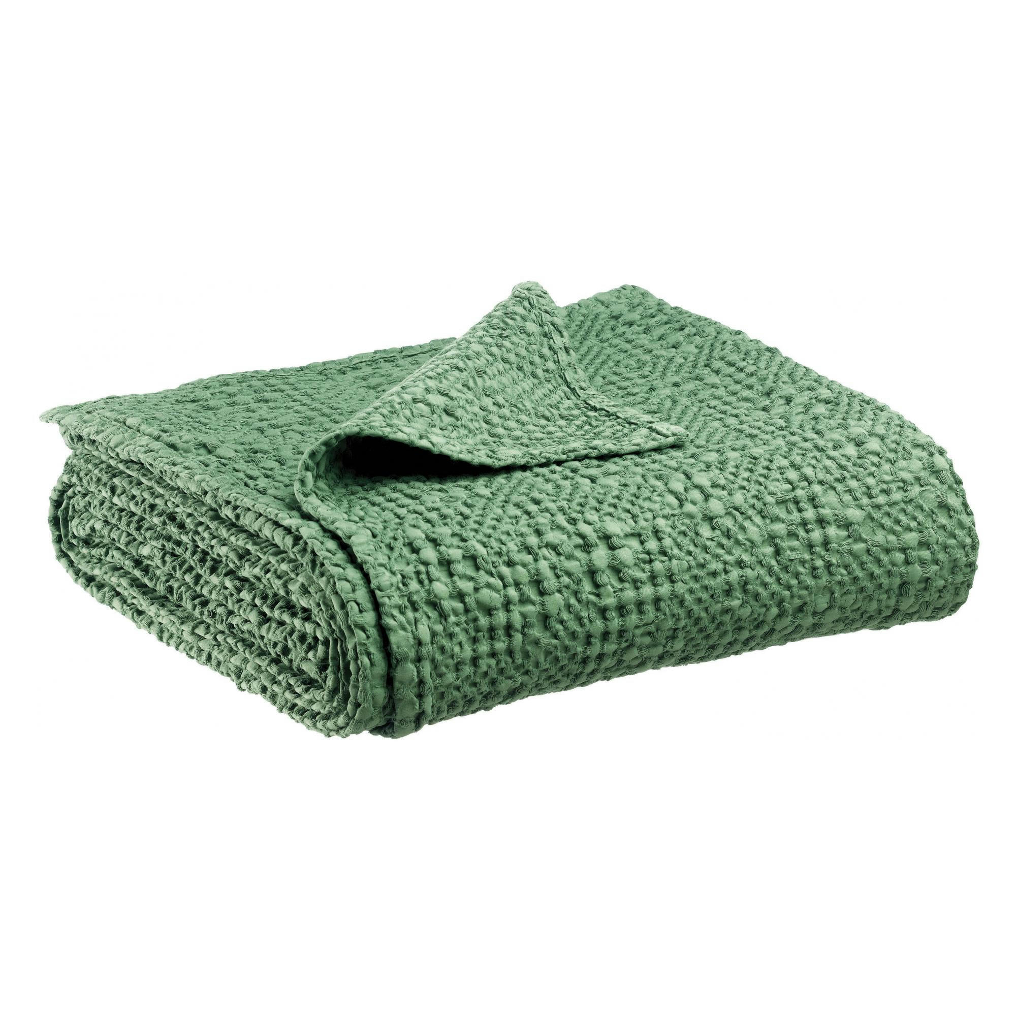 TANA - Jeté stonewashed  en coton amande 240 x 260