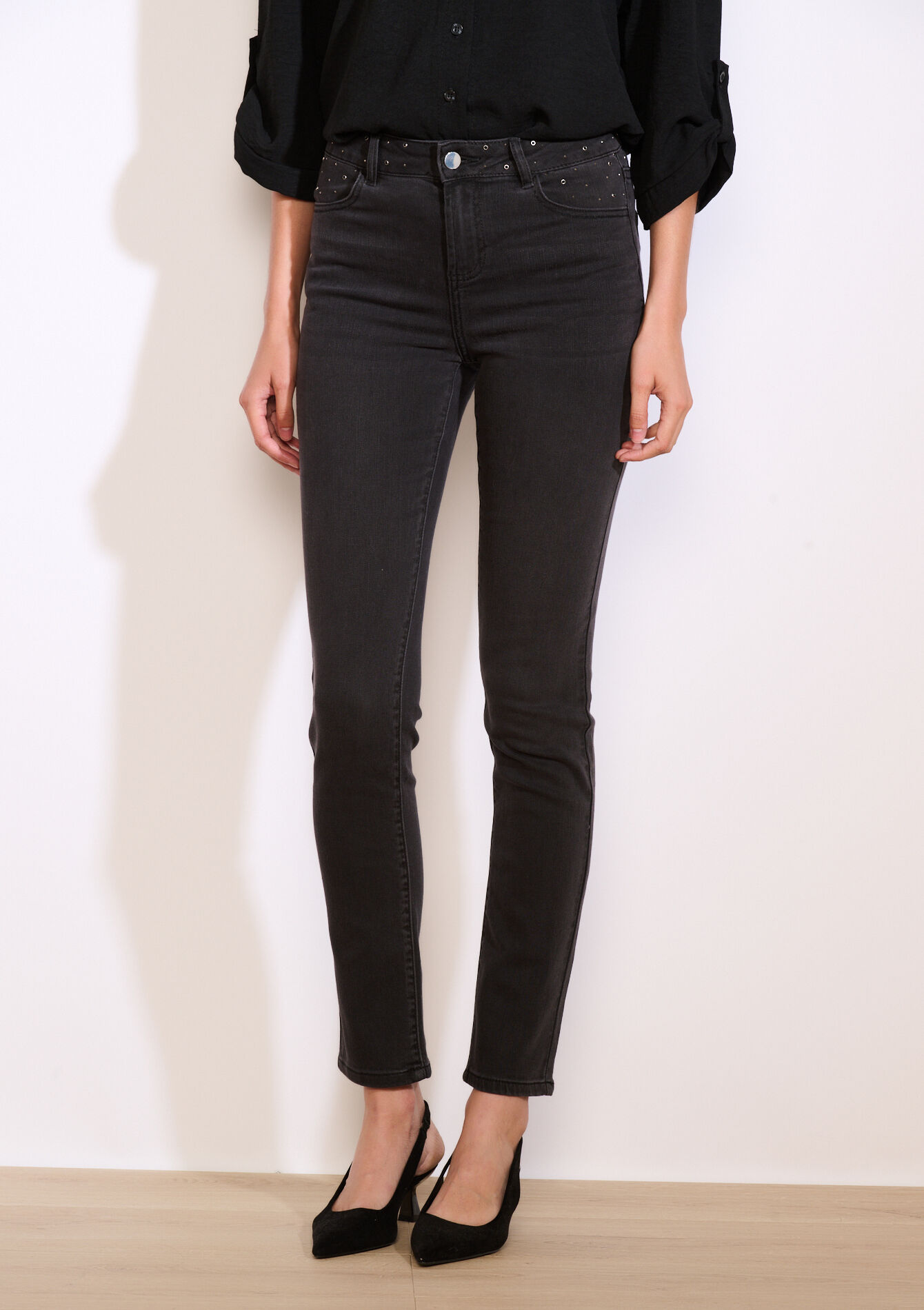 Skinny jeans met hoge taille