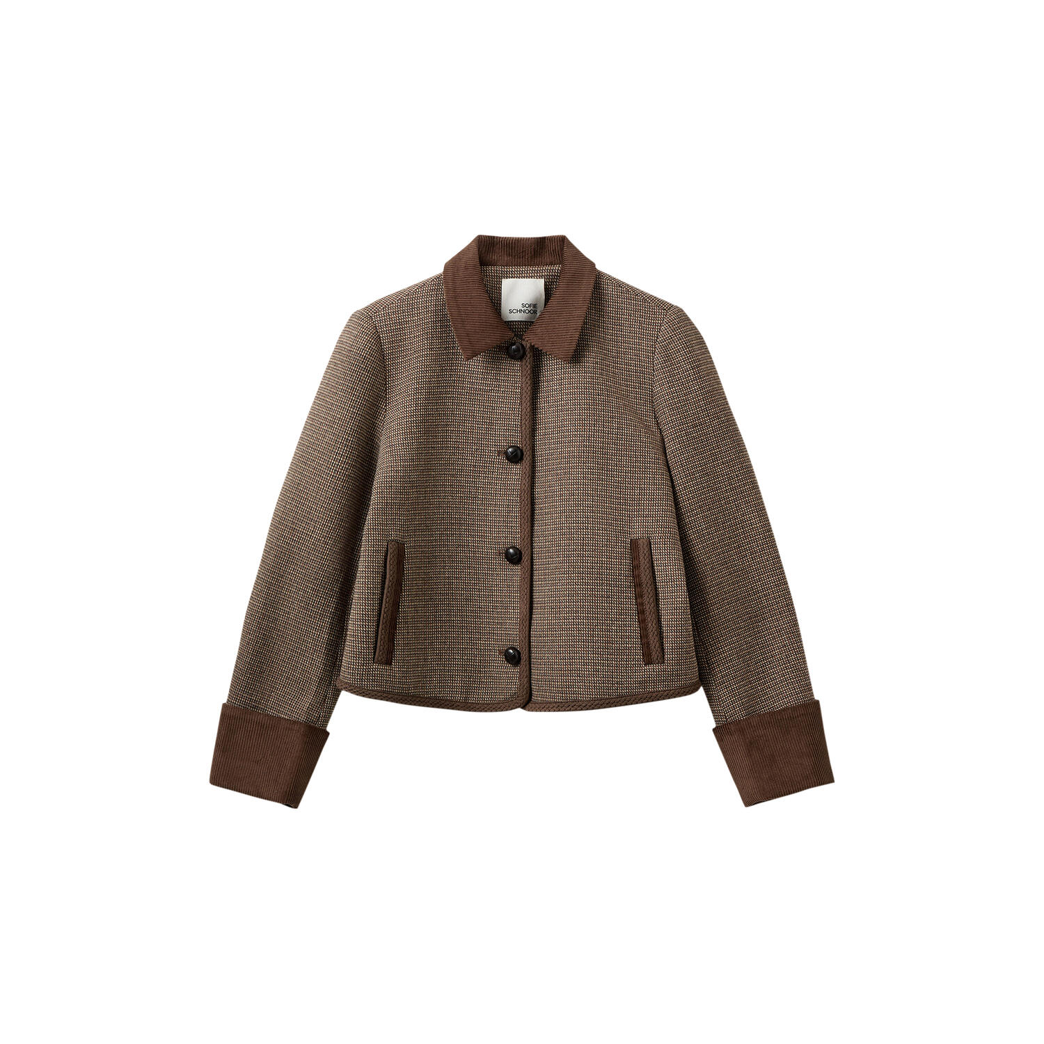 KAMIKKASW SHORT TWEED JACKET, brown check