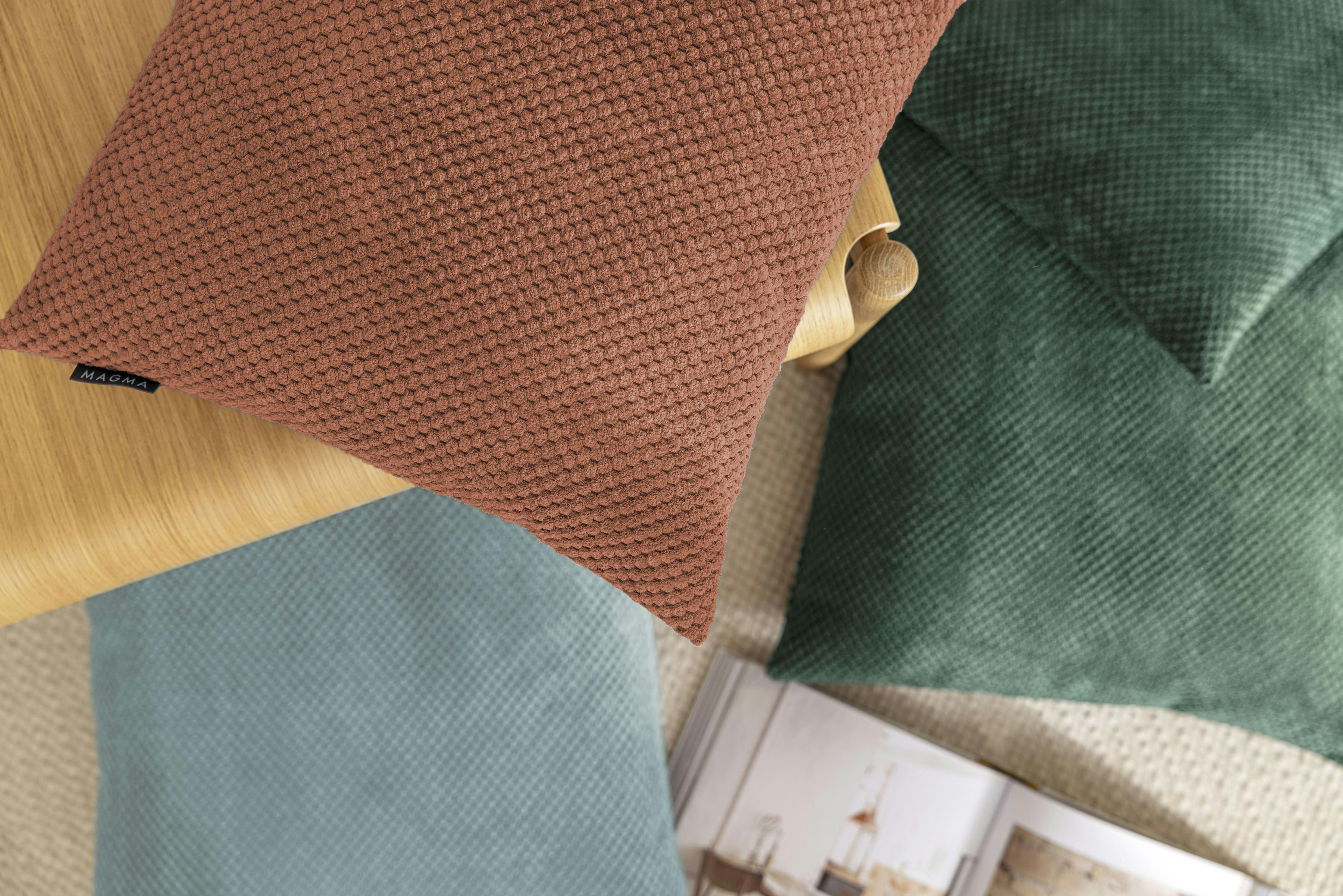 COMODO - Housses de coussin en velours avec relief cuivre-Lot de 2-40x40