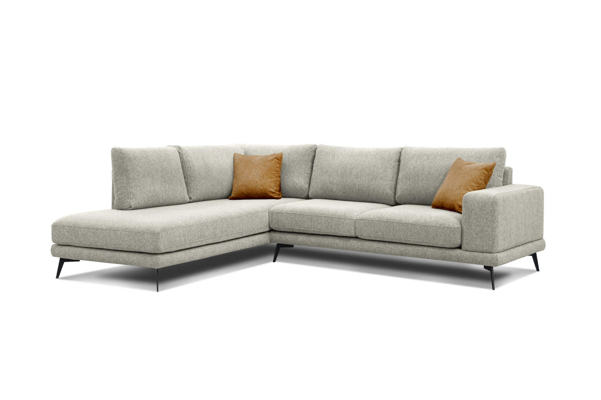 MEDIOLANE - Canapé d'angle gauche 5 places tissu beige