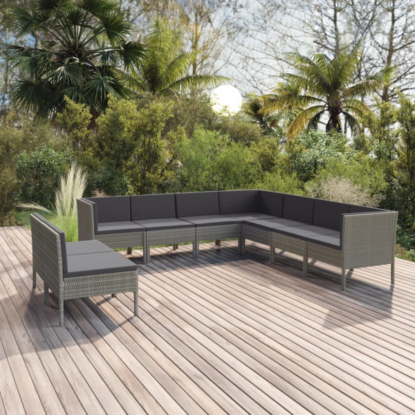 Zestaw wypoczynkowy do ogrodu Szary Technorattan 6x sofa środkowa   3x