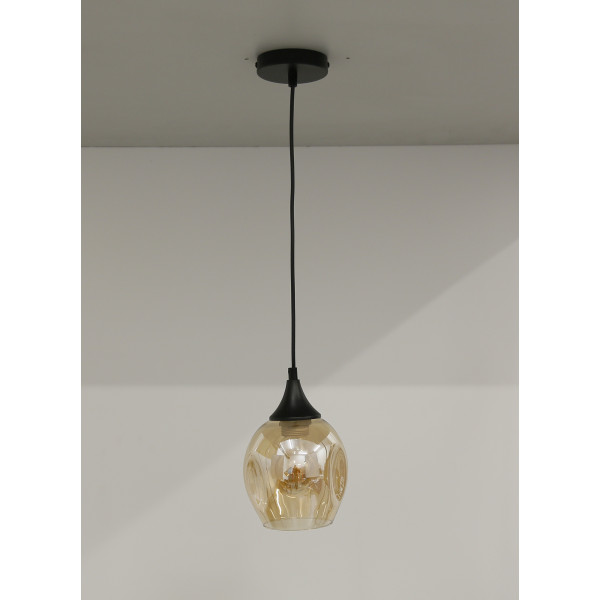 Lampa wisząca ASPA czarny 1x40w e27 klosz brązowy